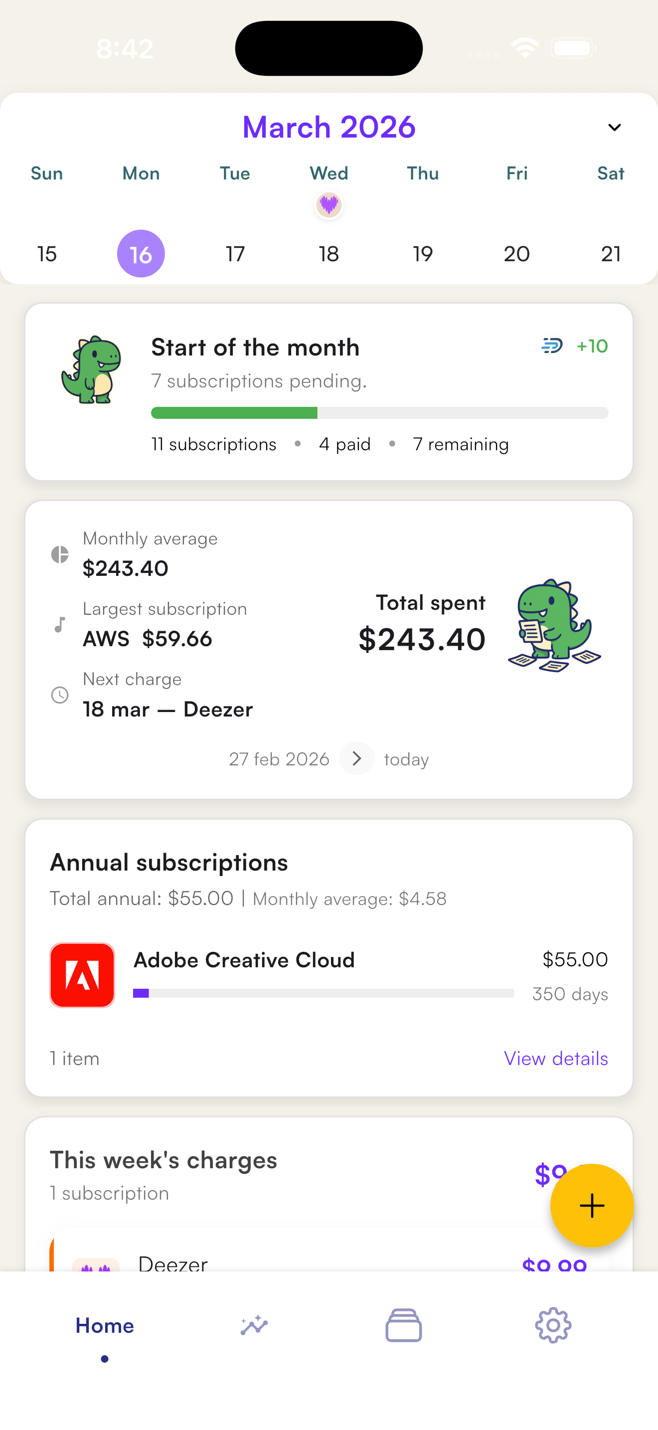 Mira App - Home screen